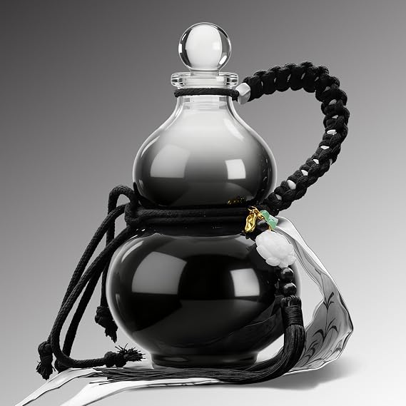 Glass Gourd Water Bottle,Drinking Gourd Bottle,Unique Bottle for Home Decoration, Sports Water Bottle for Outdoor (black)