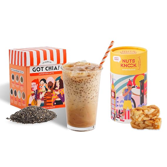 Le Food Nuts Knock + Got Chia! Bundle | Cashew Toffee Crackle + Golden Chai Glow | Crunchy Snack + Superfood Chai Latte | Clean Label Treats