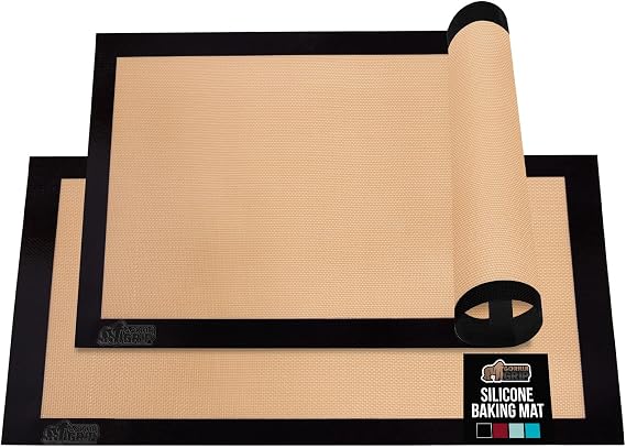 GORILLA GRIP Nonstick Silicone Baking Mats, 2PK, Quarter Sheet, Black