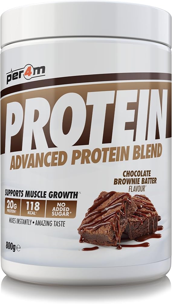 Per4m Advanced Protein Blend | 20g-21g of Protein per Serving | Whey Concentrate, Milk Protein Concentrate, Micellar Casein, Egg White Protein and Whey Isolate (800g, Chocolate Brownie Batter)