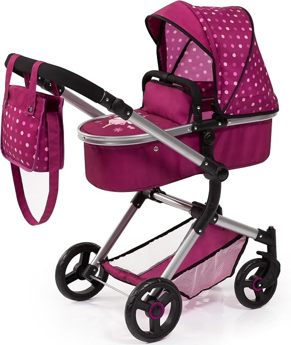 Bayer Design City Doll Pram - 2-in-1 Jogger Pushchair, Dark Pink