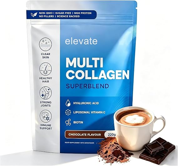 Elevate Multi Collagen Superblend, Elevate Collagen for Women, Bovine, Marine & Chicken Collagengar Free, with Liposomal Vitamin C (1pcs)