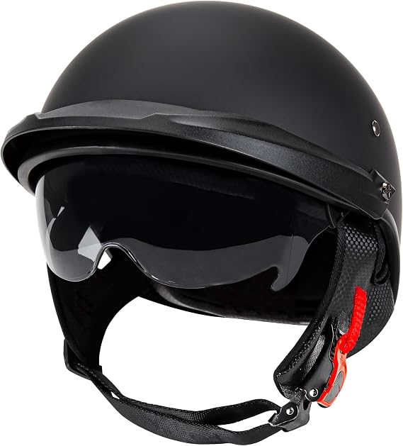 CARTMAN Matte Black Open Helmet Small, DOT Approved Sun Visor Quick Buckle