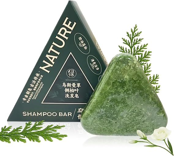 Nature Triangle Shampoo Bar, Usman Grass Shampoo Bar, Nature Seven Green Soap Shampoos Bars, Nourishing Care for Healthy-Looking Hair (1Pcs)