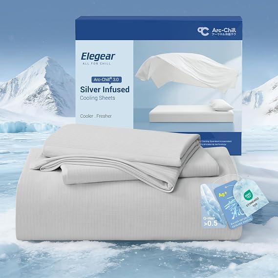 Elegear Silver-Infused Cooling Sheets for Hot Sleepers-King Size, 4-Piece