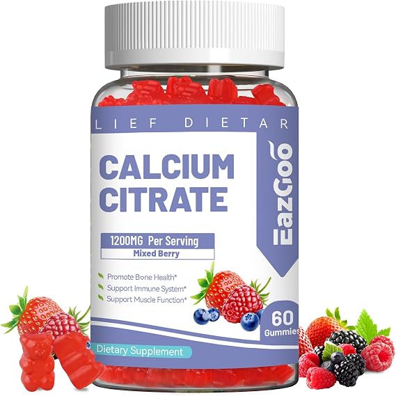 Calcium Citrate Gummies - Chewable 1200mg Calcium Gummies for Women & Men