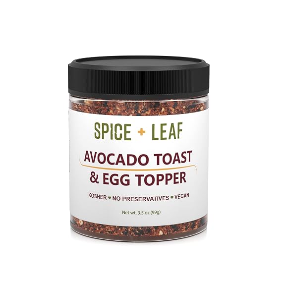 Premium Avocado & Egg Toast Topper by SPICE + LEAF - Vegan Kosher Pesticide Free Spice Blend Used to Give Avocado, Eggs, Salad and Fish a Pop of Flavor