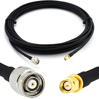 SMA Male to RP-TNC Male Extension Cable 3m  9.8ft Jumper Low Loss HF240 LMR 240 Equivalent Coax RF Coaxial for WiFi Antenna Wireless LAN RP TNC Reverse Polarity TNC, Female Pin