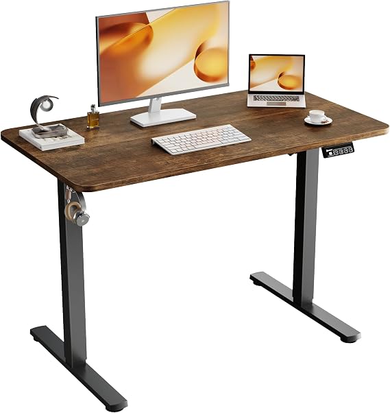 ERGOMAKER 43" Electric Standing Desk, Adjustable Height, Sit Stand Up Desk for Home Office & Computer Workstations, Memory Controller, Rustic Brown