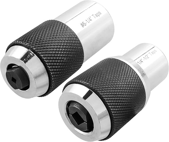 Yakamoz Adjustable Tap Socket Set - 2Pcs Tap Socket Adapters 3/8" Drive Tap Holder Tapping Socket Threading Tool for Tight Workspaces, Fits Taps #6-1/4" and 1/4"-1/2"