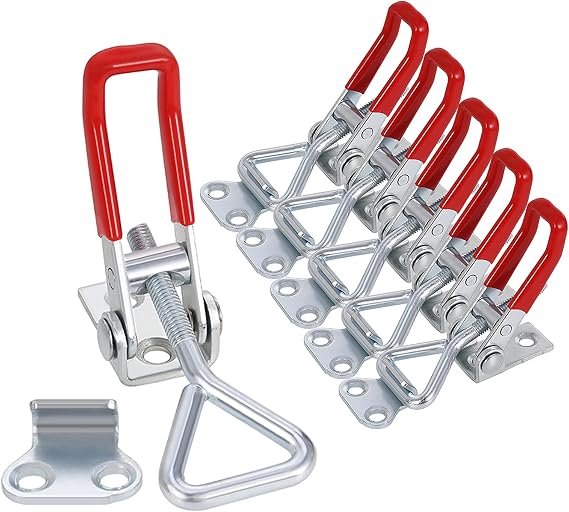 6 Pack Adjustable Toggle Clamp, 360lbs Holding Capacity Heavy Duty Toggle Catch Latch Hasp Clip Clamp for Door, Cabinet Box Case Trunk, Smoker Lid, Quick Release Pull Latch Tools