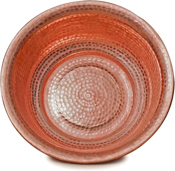 Hand-Hammered Copper Basin, Round Hammered Copper Bowl, Portable Foot Soak Bowl, 5/6/7L Capacity, 11cm Deep, Handmade Hammer Pattern, for Camping, Face Washing & Foot Bath(41cm)