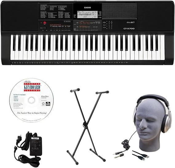 Casio CT-X700 EDP Educational Keyboard Pack with Power Supply, Stand, Headphones, USB Cable, and Instructional Software (CAS CTX700 EDP)