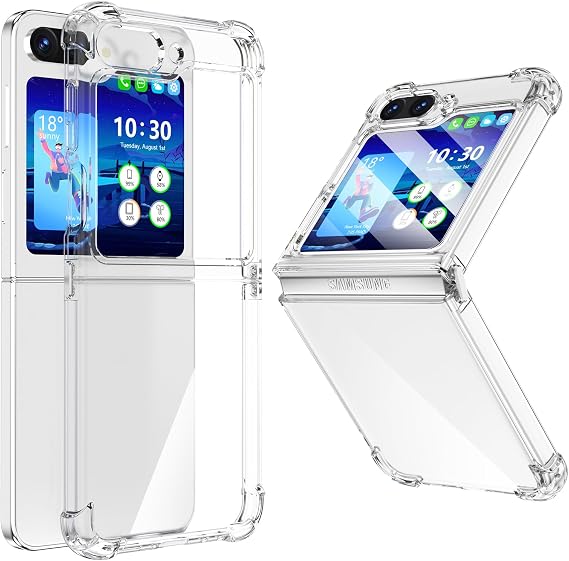 WATACHE for Galaxy Z Flip 5 Case, Z Flip 5 Case Clear Slim Thin Transparent Shockproof Hinge Soft TPU flip5 Phone Case Cover (Clear)