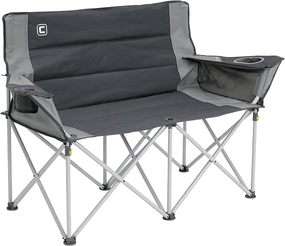 CORE Loveseat Outdoor Camp Chair | 2 Person Folding Double Lawn Chair with Storage Pockets for Accessories | Perfect for Concert Seat, Festivals, Sports, Beach, Travel & Picnic