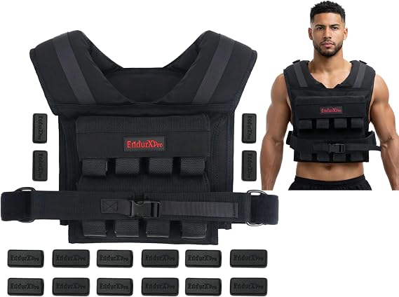 Weighted Vest for Men & Women | Adjustable Weight Vest 25 lbs/35 lbs/45 lbs with Removable Iron Weights, 1000D Cordura Weighted Training Vest for Rucking, Running & Strength Training