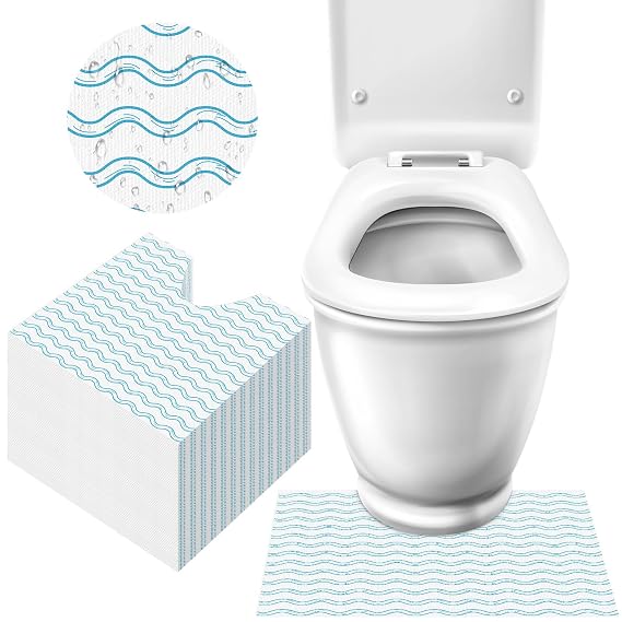 Tinideya 100 Pcs Disposable Toilet Mats Floor Protector Non Slip U Shaped Toilet Training Mats Bathroom Deodorizing Pads for Urine, Around Toilets Floor Protector