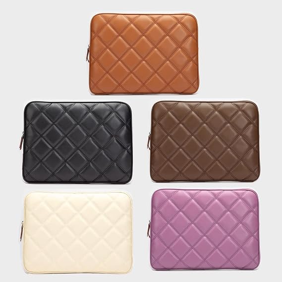Microcase Huawei Matebook E 12.6 2021/2022 için Baklava Desen Kapitone Deri Kumaş Taşıma Çantası Kılıf - AL3765 (Siyah)
