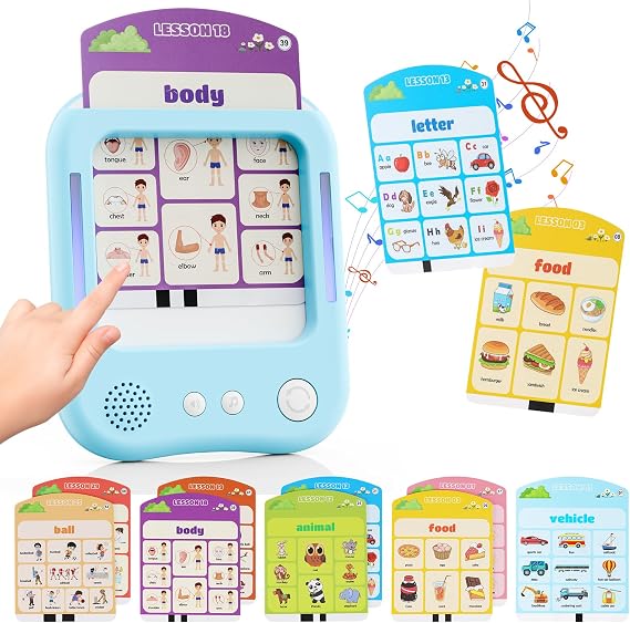 Interactive Learning Tablet for Kids, Educational Talking Toy with 30 Flash Cards for Alphabets, Phonics, Words, Music & Quiz, Best Learning Toy for Ages 2-5, Birthday Gift for Boys&Girls, Blue