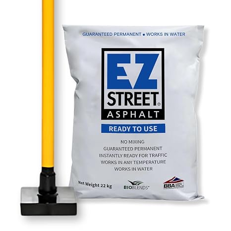 Pothole Repair Kit | EZ Street Asphalt | Heavy Duty 10lb Tamper | Permanent Pothole Repair | Ready to Use (1, 1 Bag)