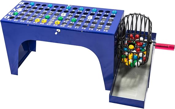 MR CHIPS Bingo Game Deluxe Set with Cage, 7/8 Inch Balls and Master Board All-in-One Table Top Professional Machine
