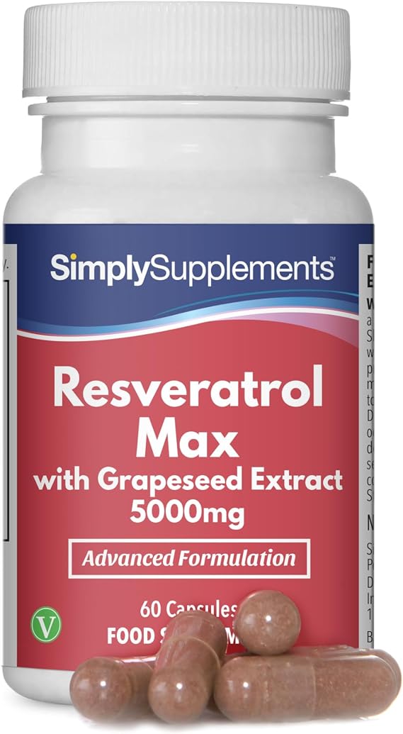 Resveratrol Max | with Grape Seed, Green Tea, Vitamin C & B1 | 60 Capsules