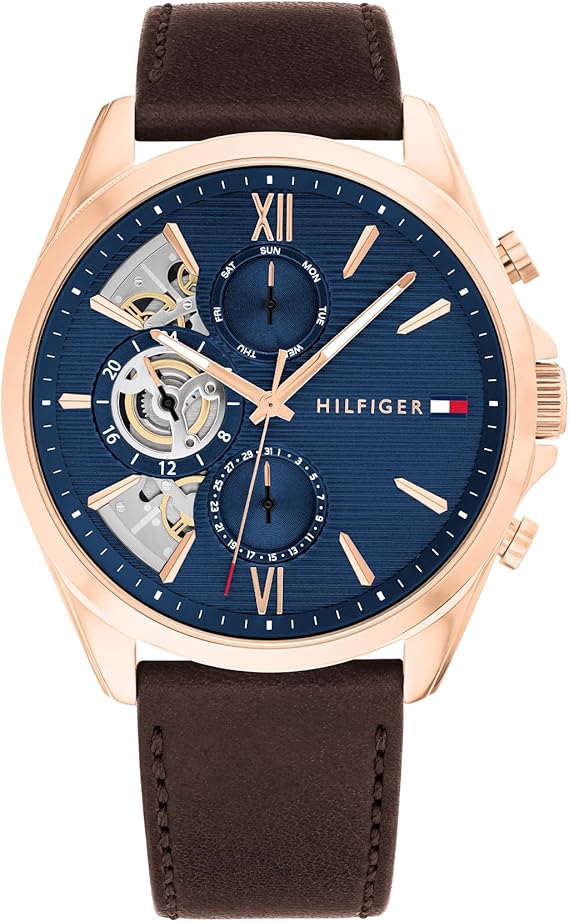 Tommy Hilfiger Analogue Multifunction Quartz Watch for Men with Stainless Steel mesh and Link Bracelet and Leather Strap