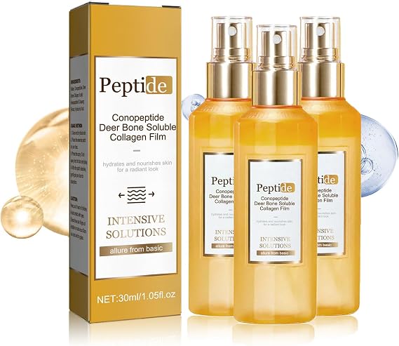 Peptidew Korean Peptide Deer Bone Soluble Collagen Film, Conopeptide Deer Bone Soluble Collagen Film, Peptide Deer Bone Collagen Essence Kit for Wrinkles, Face Lift (3 Pcs)