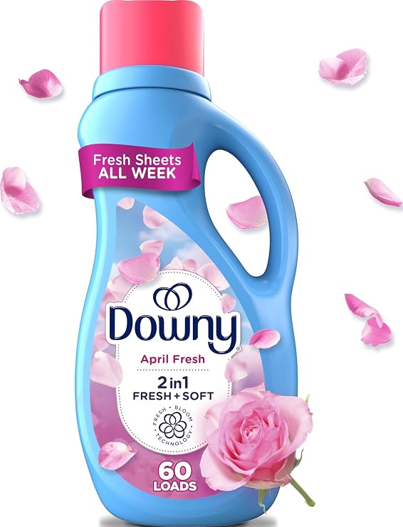 Downy 2 in 1 Liquid Fabric Softener, April Fresh, 44 fl oz, 60 Loads, Fabric Conditioner Liquid Provides Softness and Freshness for Fabrics