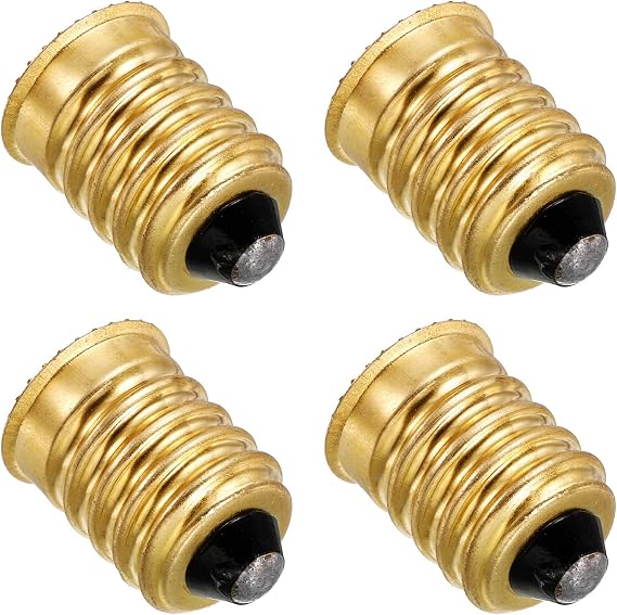 PATIKIL E14 to E12 Adapter Converter, 4 Pack Lamp Holder European Base (E14) to Candelabra Screw (E12) Reducer Light Bulb Socket, Gold Tone