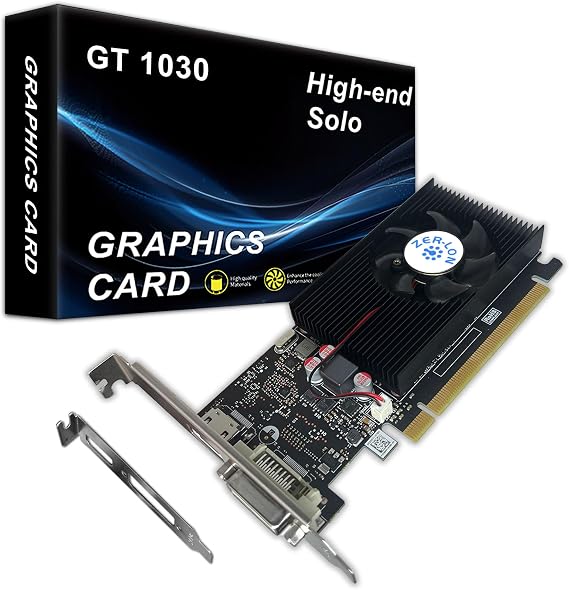 ZER-LON GeForce GT 1030 4G Low Profile Graphics Card, GDDR4 64Bit, HDMI/DVI Ports Support DirectX 12 Computer Gaming Video Card, Desktop GPU, Support 4K