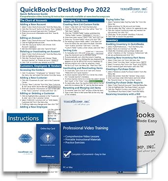 TEACHUCOMP DELUXE Video Training Tutorial Course for QuickBooks Desktop Pro 2022- Video Lessons, PDF Instruction Manual, Quick Reference Guide, Testing, Certificate of Completion