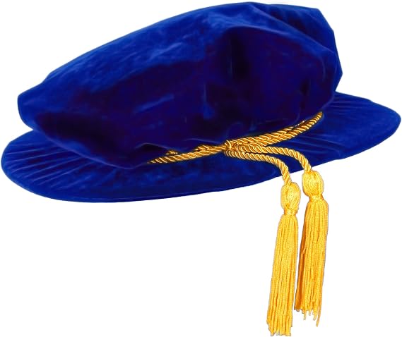 PhD/Doctoral Tudor Bonnet (Large (Circumference greater than 60cm), Royal Blue (Gold Cord))
