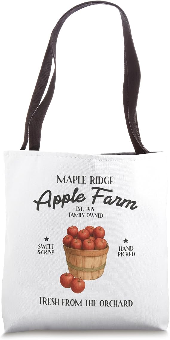 Maple Ridge Apple Farm Sweet Crisp Orchard Harvest Country Tote Bag