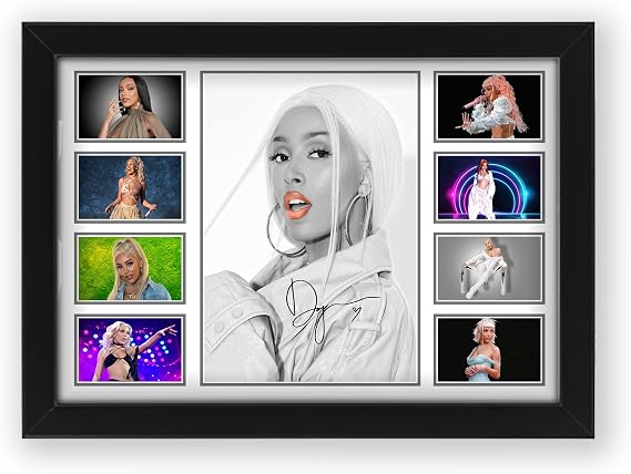 AllStarMedia Tribute to Doja Cat Inspired Pop Music Poster Print | Fan Art Style Pop Singer Wall Art | Contemporary Music Home Décor Artwork | Premium Limited Edition Print | A4 Framed (30 x 21 CM)