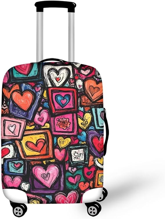 Heart Luggage Cover Washable Suitcase Cover Luggage Wraps for Suitcase Luggage Sleeve Washable Suitcase Cover Fits 18-32 inches Suitcase Luggage Sleeve