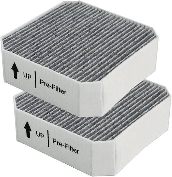 PUREBURG Replacement Pre-Filter Compatible with Molekule Air Purifier, 2-Pack High-efficiency HEPA Activated Carbon 2-in-1 Air Clean Dust VOCs Odor
