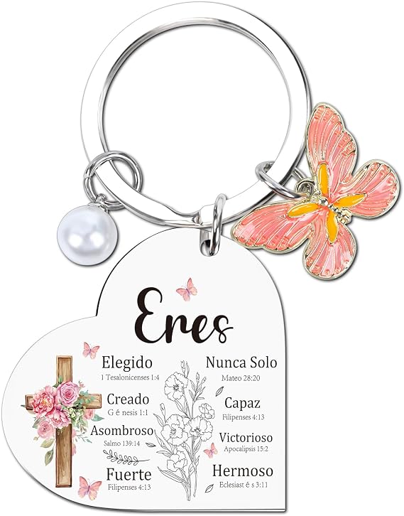 Regalos Cristianos en Espanol, Regalos Cristianos Llaveros Para Mujer, Spanish Bible Verse Heart Keychain Gifts