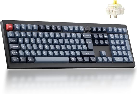 Keychron V6 Max Full-Size Wireless Custom Mechanical Keyboard - Gateron Banana Early Tactile Switch, QMK Programmable, 2.4 GHz/Bluetooth Connectivity (UK Layout) for Mac Windows Linux - Black