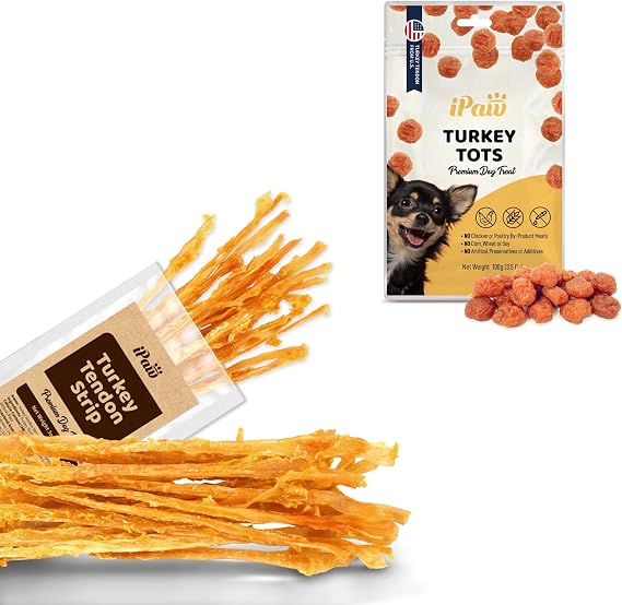 iPaw Turkey Tendon Strip (Large) & Turkey Tots Dog Treats
