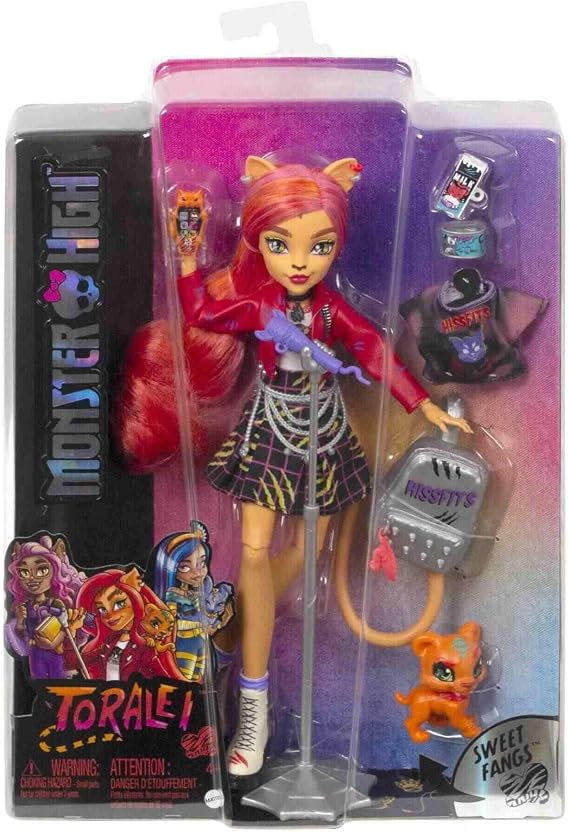 Monster High Toralei HHK57 Sweet Fangs G3 Reboot Striped Doll with Pets and Accessories Multi-Colour