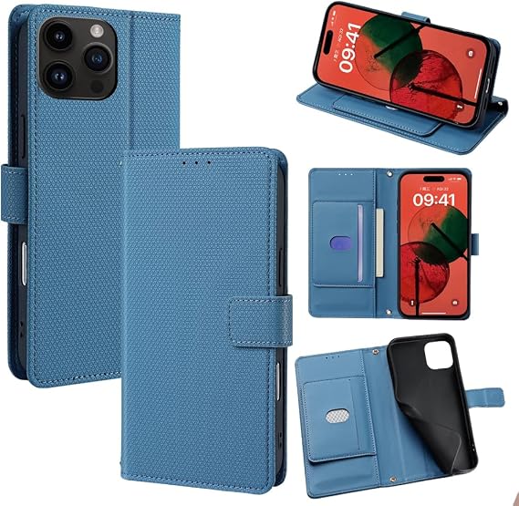 Case Compatible with Vivo IQOO Z7X Phone Cover Card Holder Magnetic Clasp Stand Flip Blue