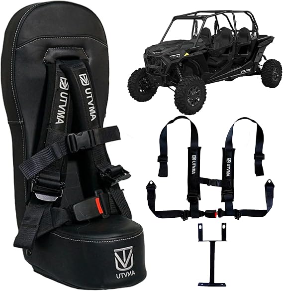 UTVMA RZR 1000 and 900 (2014-2023) Bump Seat with 4-Point Harness | Kids Seat | Jump Seat | All Models (XP, Turbo, Turbo S, High Lifter, Sport, Premium, Ultimate) (Black)