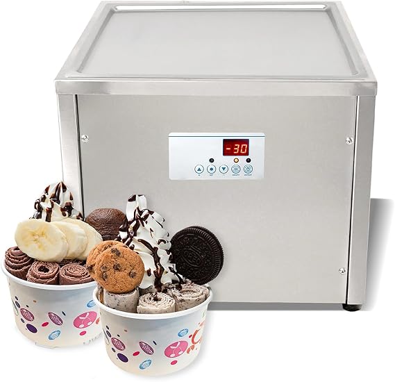Kolice Countertop 18X18 inches Square Pan Ice Cream Roll Machine, Stir-fried Ice Cream, Small Ice Cream Machine, Fried Yogurt Machine, Ice Cream Making Machine for food truck, parties, business