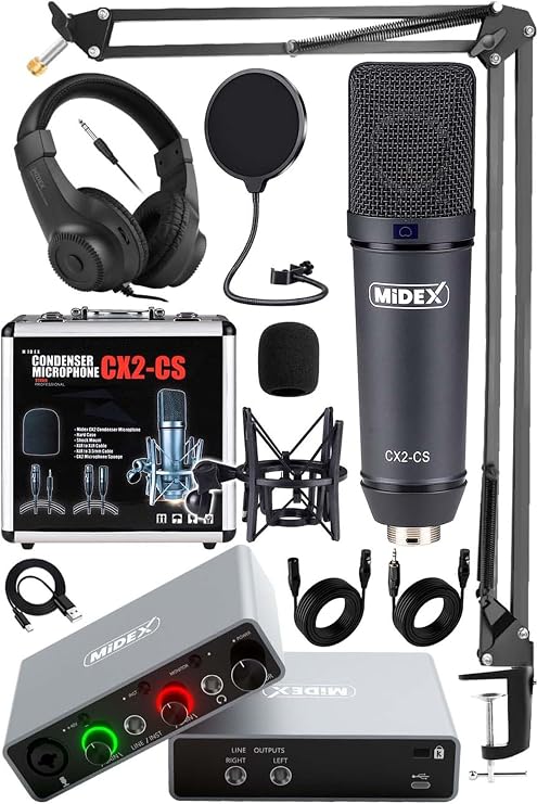 Stüdyo Ekipmanları Exclusive Paket-1 CX2 Mikrofon GLX-600 Ses Kartı Stüdyo Kayıt Seti