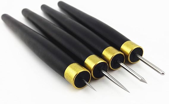 4pcs Printmaking Print Mezzotint Copperplate Woodcut Resin Board Intaglio Point Engrave Etching Leathercraft Carving Needle Pen Scraper Scriber Groove Lineation Tracer Presser Burnisher Tool Set