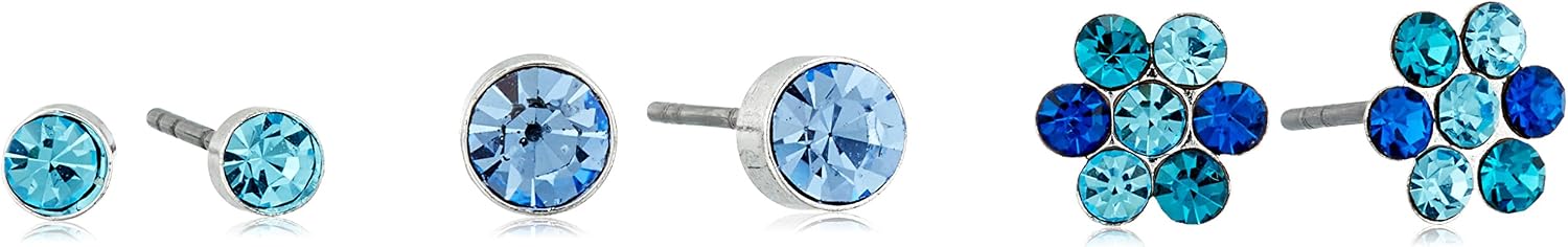 GUESS Basic Blue Stone Mini Trio Set Stud Earrings