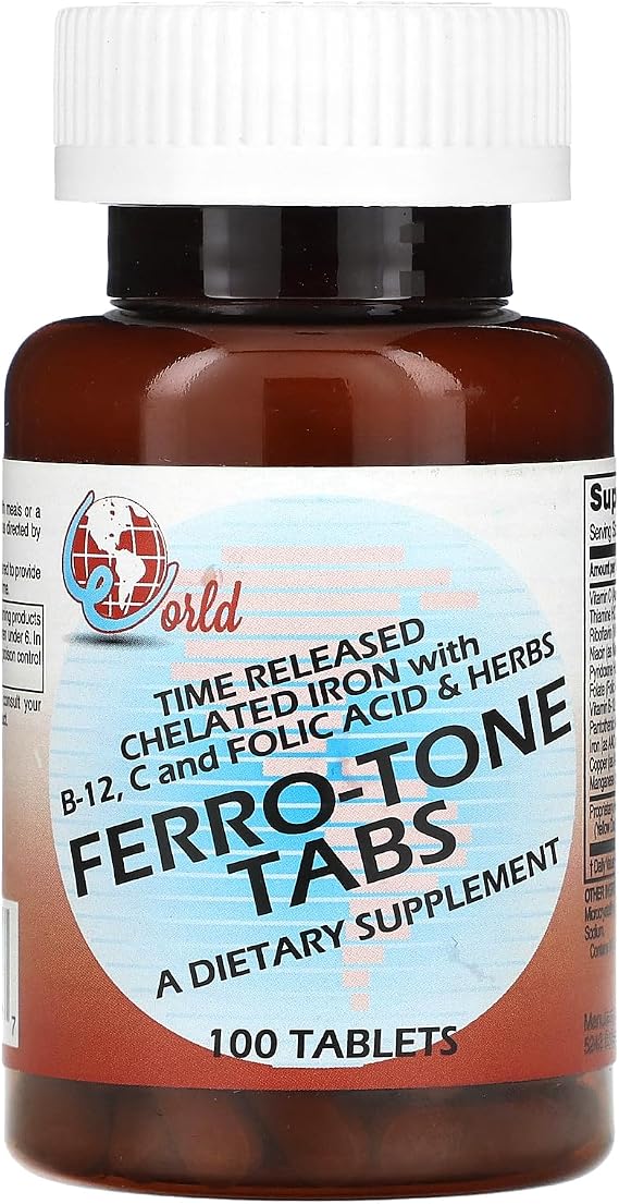 World Organic Ferro-Tone Tabs, 100 Tablets