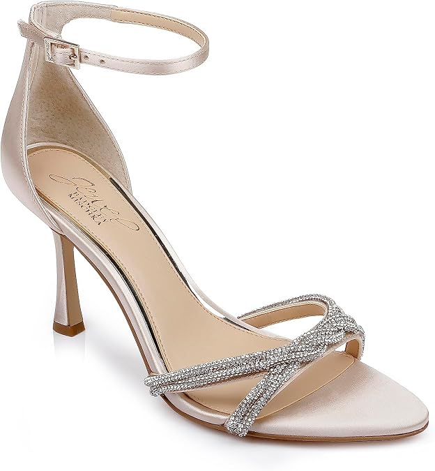Jewel Badgley Mischka Vani Glitter Straps Stiletto Heels
