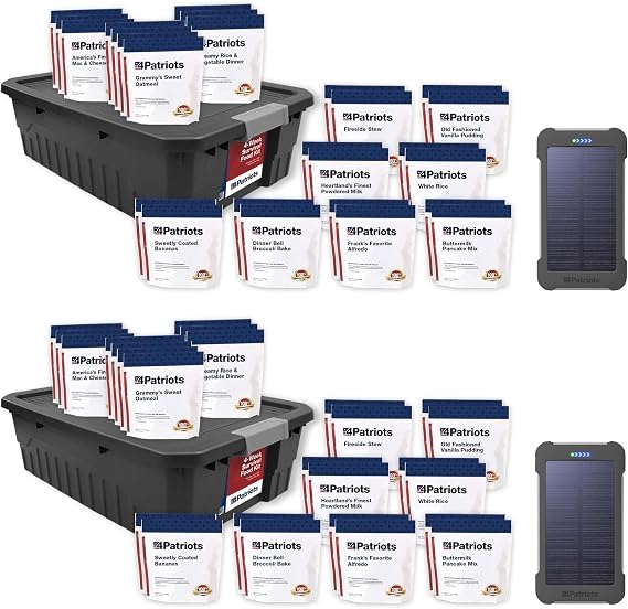 4Patriots Survival Food + Power Bundle: 8 Weeks of Delicious Survival Food + 2 Patriot Power Cell CXs